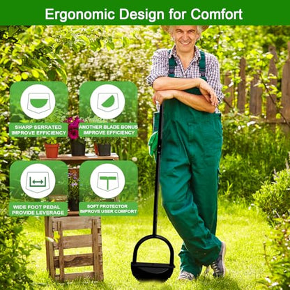 Edger Lawn Tool 41 Inches with Two Replaceable Blades Manual Lawn Edger with T-Grip for Yard, Garden, Landscaping, Sidewalk and Flower Bed