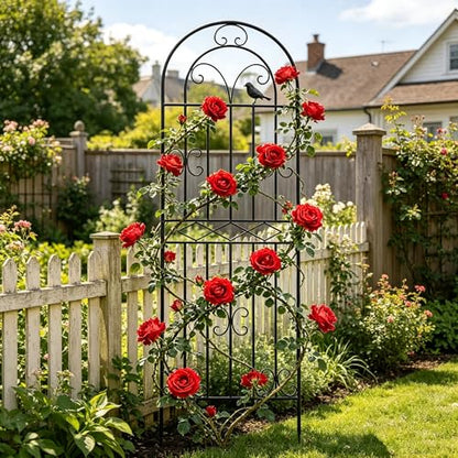 1 Pack 47.2"x19.7" Metal Gardon Trellis for Climbing Plants Outdoor, Black - size: 1P: 47.2" H x 19.7" W