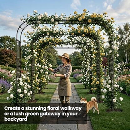 Heavy Duty Garden Arch Trellis,98.4 x98.4 in, with Lattice - size: 98.4 x 98.4 x 15.4 Inch
