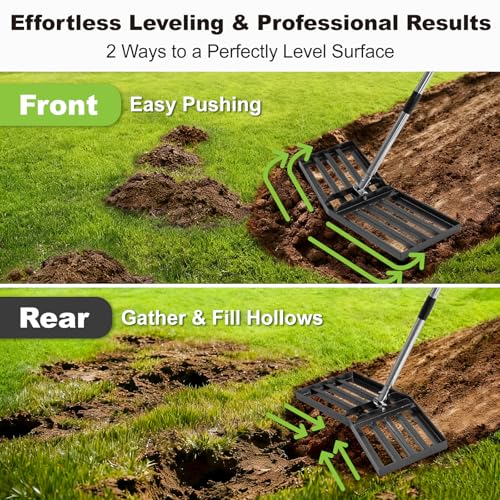 30"x10" Lawn Leveling Rake, Angled Design Yard Leveling Rake for Soil, Sand - size: 30 Inch