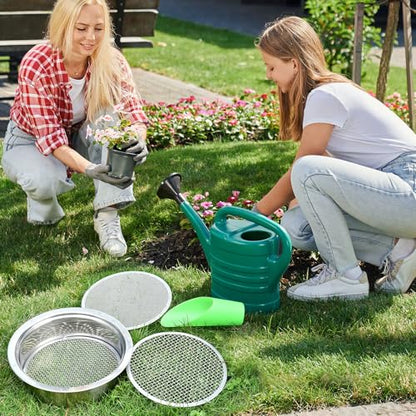 Soil Sieve Sifter Set Stainless Steel,Garden Sieve Set with 3 Interchangeable Mesh 1,3,5mm,Sifting Screen for Dirt, Sand, Rock, Filtration, Compost, with Soil Scoops Gardening Tool - style: 131