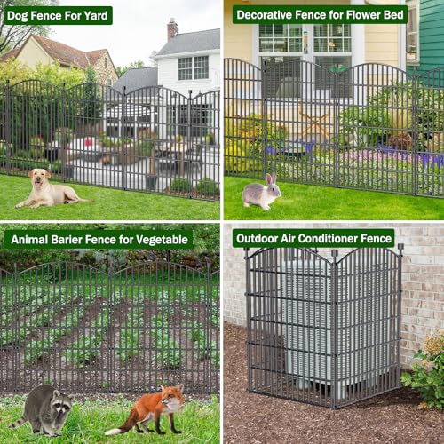 10 Panel No Dig Decorative Garden Fence 40" H x 23.6'L Outdoor Dog Barrier - size: 40 in(H) X 23.6 ft(L)