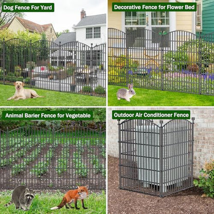 10 Panel No Dig Decorative Garden Fence 40" H x 23.6'L Outdoor Dog Barrier - size: 40 in(H) X 23.6 ft(L)