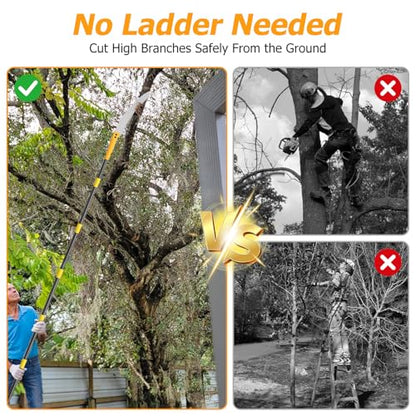 Pole Saw For Tree Trimming,2-In-1 Manual Pole Pruning Saw, 15.2FT High Reach Handheld Push-Pull Tree Trimmer With 15.7" Triple-Ground Blade Cutter For Branches,Orchard, Palm Trees, Shrubs,Limbs