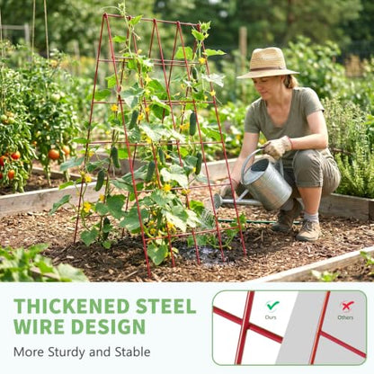 DoCred 39.4" H Cucumber Trellis, 2 Pack Foldable A Frame Garden Trellis - color: Red, size: 39.4" H (Standard)