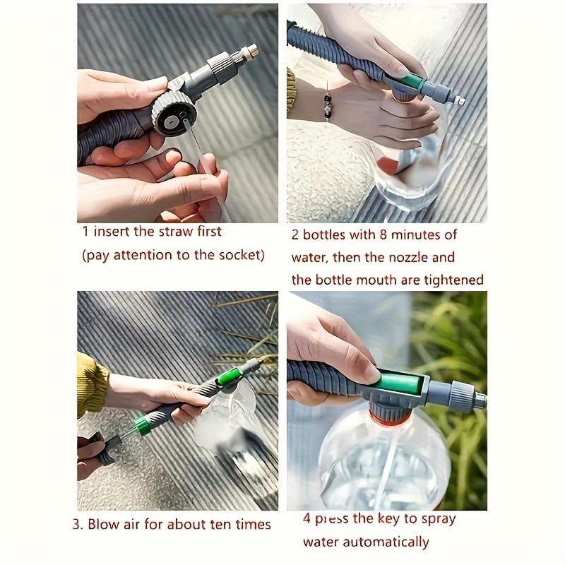 High-Pressure Manual Sprayer with Adjustable Nozzle for Gardening & Farming - color: Green