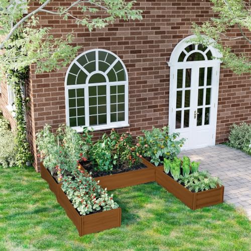 Outsunny 7.5 x 7.5ft DIY Raised Garden Bed, Large Wooden Planter Box, Brown - color: Brown, size: 7.5' x 7.5'