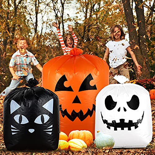 Giiffu 9-Pack Halloween Leaf Bags, Plastic Lawn Bags for Fall Yard Leaves