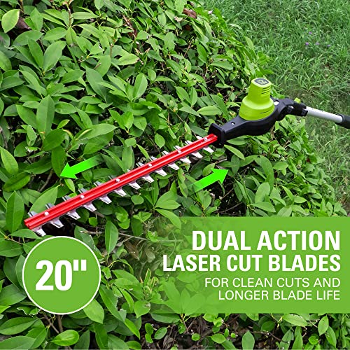 Greenworks 24V Brushless 10" Cordless Polesaw + Pole Hedge Trimmer Combo (Great For Pruning and Trimming Branches / Shrubs), 4.0Ah Battery and Charger Included - size: 10" Brushless Combo (4.0Ah), style: Polesaw