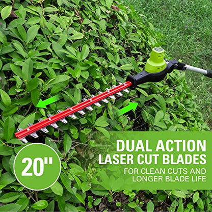 Greenworks 24V Brushless 10" Cordless Polesaw + Pole Hedge Trimmer Combo (Great For Pruning and Trimming Branches / Shrubs), 4.0Ah Battery and Charger Included - size: 10" Brushless Combo (4.0Ah), style: Polesaw