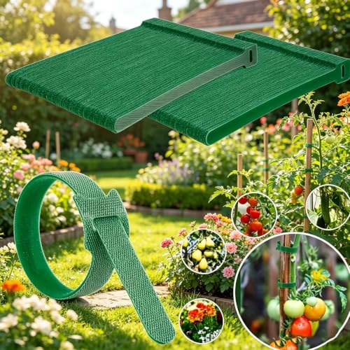 100PCS 6 Inch Reusable Plant Tape,Adjustable Plant Ties with Hook and Loop Design,Soft Garden Ties for Climbing Plants Vines and Outdoor Plants(Green)