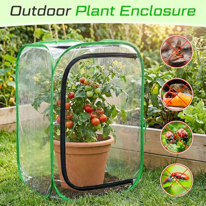 2 Pcs Pop up Mini Greenhouse Cover, Foldable PVC Plant Protector