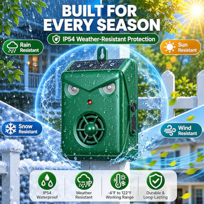 2026 Solar Ultrasonic Bird Repellent Outdoor,Woodpecker Deterrent for House, Weatherproof Goose Pigeon Bird Deterrents for Outside,Birds Repeller Scare Devices,Keep Birds Away Balcony,Yard,Orchard