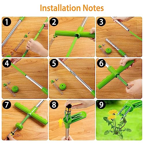 Weed Puller Tool, Stand-Up Weed Remover 3 Claws Aluminum Grass Manual Weeder 38.98in Long Handle with Foot Pedal, Quick-Release Weed for Easy Weeding