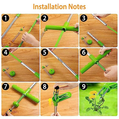 Weed Puller Tool, Stand-Up Weed Remover 3 Claws Aluminum Grass Manual Weeder 38.98in Long Handle with Foot Pedal, Quick-Release Weed for Easy Weeding