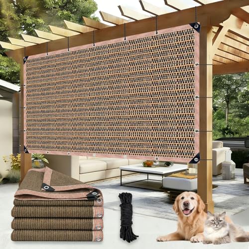 90% Sun Shade Cloth, 6 x 6 FT Pergola Shade Cover Canopy with Grommets, Sun Screen Fabric Tarp for Patio, Outdoor, Garden, Backyard, Mocha - color: Mocha, size: 6 x 6 FT