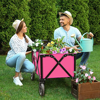 HAUSHOF Collapsible Outdoor Utility Wagon, 176 lb Load Capacity, Pink - color: Pink