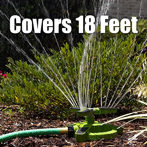 AMES Rotating Revolving Sprinkler with 3 Arms, 360 Degrees, Adjustable Lawn or Garden Watering, Large Spray Area Coverage, Easy Hose Connection, Green - style: Rotating Sprinkler