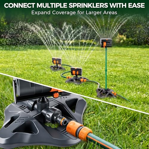 4 Way Adjustable Mini Turbo Oscillating Lawn Sprinkler(Plastic Base) - style: Plastic Widened Base