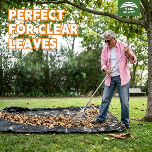 RAINDEWAY Drawstring Tarps 6x6 Feet (2pack) Black Waterproof Leaf Tarp - size: 6x6 Feet(pack of 2)