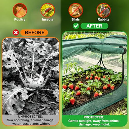 2Pack Pop-Up Mesh Plant Enclosure, Plant Cover for Vegetables Fruits - color: Dark Green