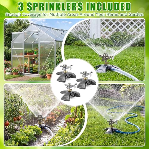 Reallnaive 3 Pcs Pulsating Sprinklers for Yard ABS Weighted Base - style: ABS Base