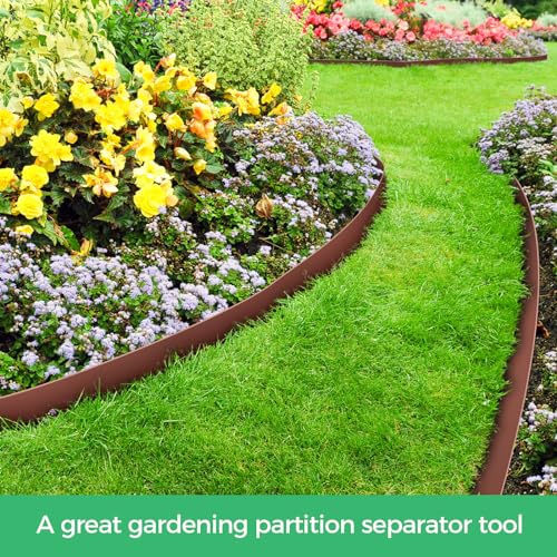 2-Inch x 100 FT Landscape Edging Border with 150 Spikes, Plastic Edging for Landscaping Garden Edging Border, Flexible Landscaping Edging for Garden Flower Beds Yard Lawn Pathway Paver (Brown) - color: Brown, size: 2 In x 100 FT
