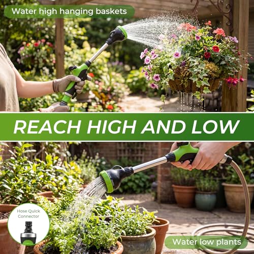 Hushee 2 Pack 16 Inch Metal Watering Wand for Garden Hose, 8 Pattern, Green - color: Green