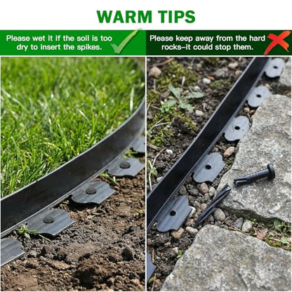 No Dig Landscape Edging 2 Inch x 100 FT, Heavy Duty Flexible Plastic Garden Border with 150 Spiral Spikes, Lawn Edging for Flower Beds, Walkways, Tree Rings, Mulch Beds and Landscaping, Black - style: 2 Inch × 100FT