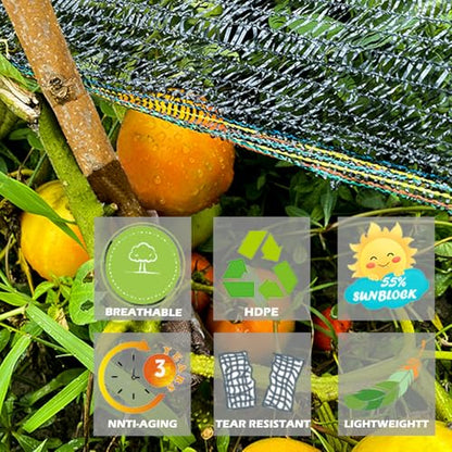 55% Shade Cloth for Garden, Black Shade Net 6X4 FT - size: 6X4 FT