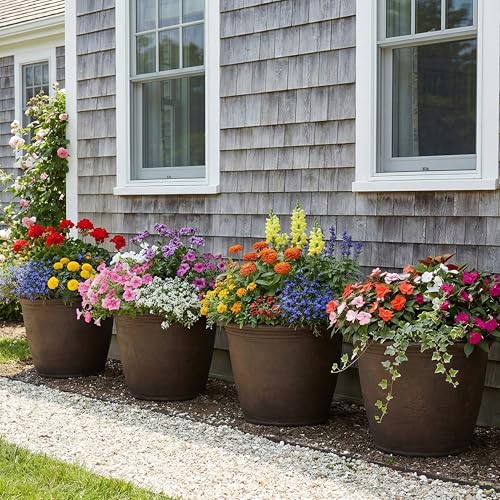 Sunnydaze Anjelica 20'' Large Plastic Planter Pot for Plants, Sable - color: Sable, size: 20 in