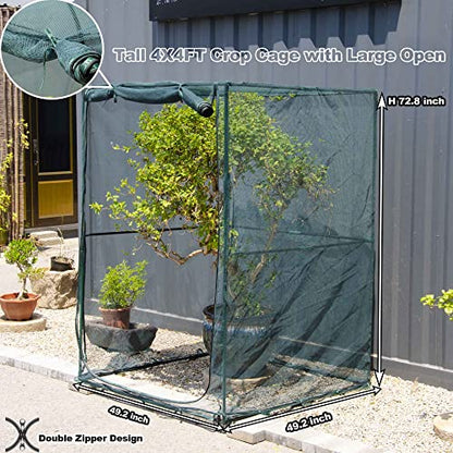 Portable 4'x4' Large 6FT Tall Plant Netting Cover Crop Cages Pest Guard Cover for Vegetables and Fruits Plant Durable Gardening Net with 4 Stakes - style: 49*49*72.8inches Square Net