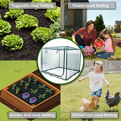 Square 4'x4' Netting Cover 3.3FT Tall Crop Cage Pest Guard Cover for Vegetables Fruits Durable Plant Garden Net with 4 Stakes - style: 49*49*39inches Square Net