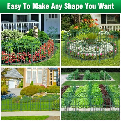 ADAVIN Collapsible Garden Fencing 24 inch high, 10 Panels Animal Barrier - color: Green, size: 24in(H)x12in(L) 10 Panels