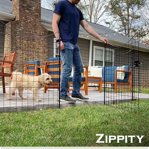 Zippity 39in H Black Metal Fence w/ Gate, DIY Fence Kit - color: 39" Tall (Gate + 4 Panels)