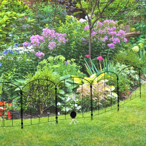 Decorative Garden Fence, 22 in Tall x 13 in Wide, 10 Pack Flower Bed Fencing Panels, Iron Wire Garden Border Fence, Rust-Resistant Animal Barrier for Yard, Lawn, Vegetable Garden & Landscaping