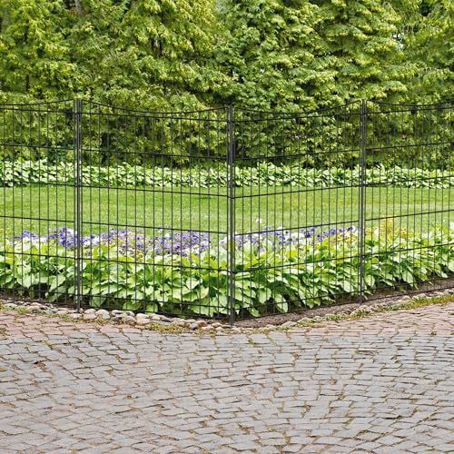 INJOPEXI Decorative Garden Fence 6 Panels 13ft(L)×36in(H) Garden Fences with 6 Panels Rustproof Metal Wire No Dig Temporary Animal Barrier Fencing Outdoor Dog Fence for Yard Patio - Without Gate - size: 6 Panels 13ft(L)-36"(H) - Without Gate