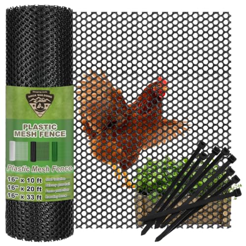 Black Plastic Wire Mesh Fence 16In x 10Ft, Chicken Wire Fencing for Poultry - color: Black, size: 16IN x 10FT