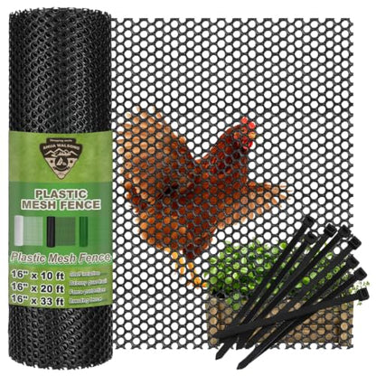 Black Plastic Wire Mesh Fence 16In x 33Ft, Chicken Wire Fencing for Poultry - color: Black, size: 16IN x 33FT