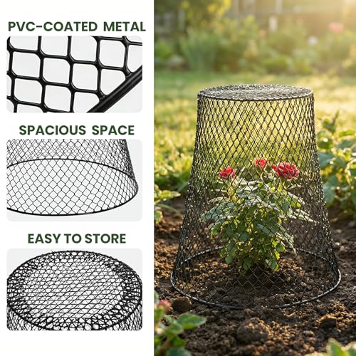 SOUJOY 15 Pcs 12 Inch Large Chicken Wire Cloche Plant Protector Cover, Heavy Duty Metal Garden Plant Protector from Animals, Plant Cages for Keeping Bunnies, Chickens, Squirrels, Birds Other Out