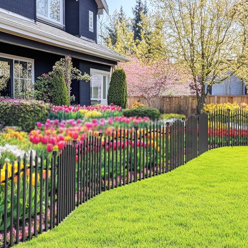 No Dig Garden Fence 24" H x 22.5'L Decorative Yard Dog Outdoor Panels - size: 24 in(H) X 11.25 ft(L)