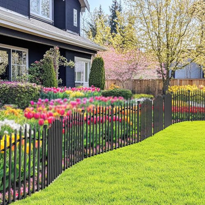 No Dig Garden Fence 24" H x 22.5'L Decorative Yard Dog Outdoor Panels - size: 24 in(H) X 11.25 ft(L)