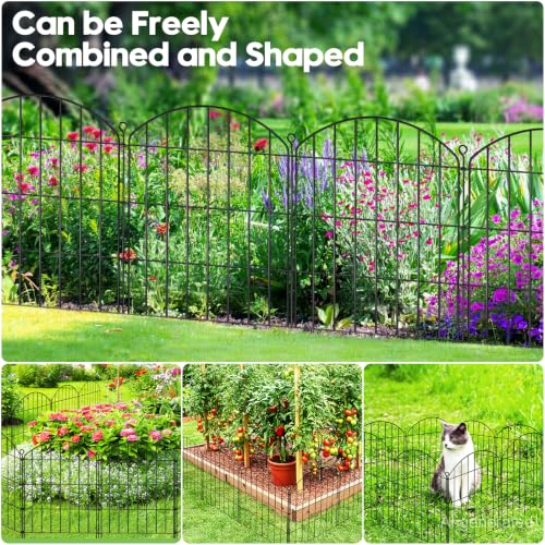 Decorative Garden Fence 24in (H) x16ft (L),Arched Rustproof Metal No Dig - size: 10 Panels-24in(H) x 16ft(L) without Gate