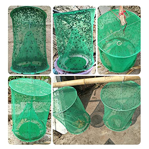 Ranch Fly Trap Outdoor Hanging Reusable with Fishing Apparatus | Food Bait Tray Catcher Cage for Indoor or Outdoor Family Farms, Park (4 Pack) - style: 4 pack