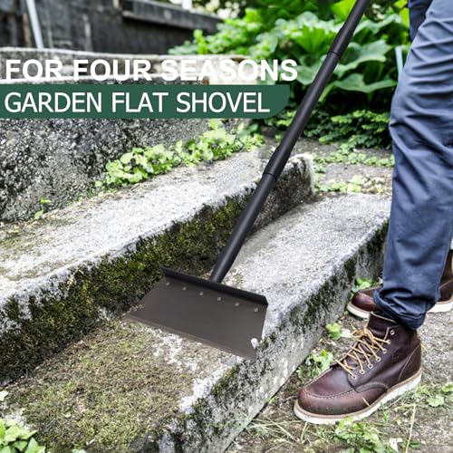 Garden Cleaning Shovel, Ice Scraper, 59 Inch Adjustable Handle Heavy Duty Garden Tool Multifunctional Cleaning Shovel, for Lawn Edging, Scraping, Weed and Ice Removal - color: Black