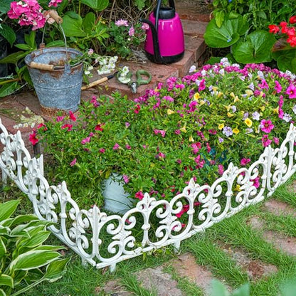 Sungmor Cast Iron Garden Edging, 10.6 Inches Tall 4 Pack Rustic White - color: Rustic White - 10.6inch Tall