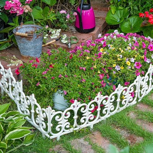 Sungmor Cast Iron Garden Edging, 10.6 Inches Tall 4 Pack Rustic White - color: Rustic White - 10.6inch Tall