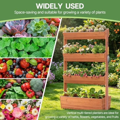 Suteck Raised Garden Bed, 4 Tier Vertical Wooden Planter Box - size: 4 Tier