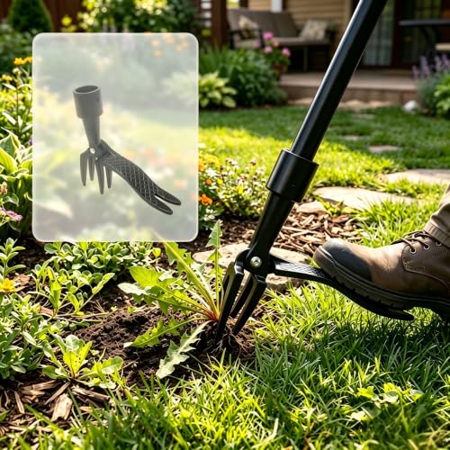 Stand-Up Weed Pulling Tool with 3-Claw Design, Effortless Root Remover for Lawn & Garden, Durable Metal Weeder Head for Dandelions & Crabgrass (Handle Not Included)