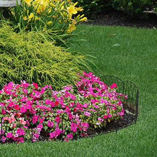 YBING Decorative Garden Fence, 10 Pack 11Ft (L) x 16In (H) Arched Metal Fence Border, Rustproof Animal Barrier for Flower Bed Patio Landscape Outdoor